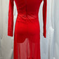 Red Mesh Long Sleeve Dress with Lycra built in top and separate shorts.