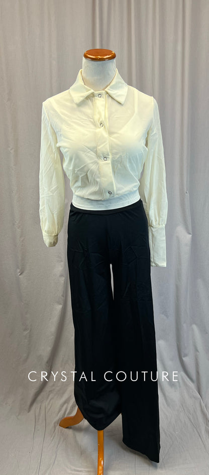 Black and Ivory Dress Shirt Unitard