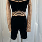 Black Velvet and Nude Mesh Biketard