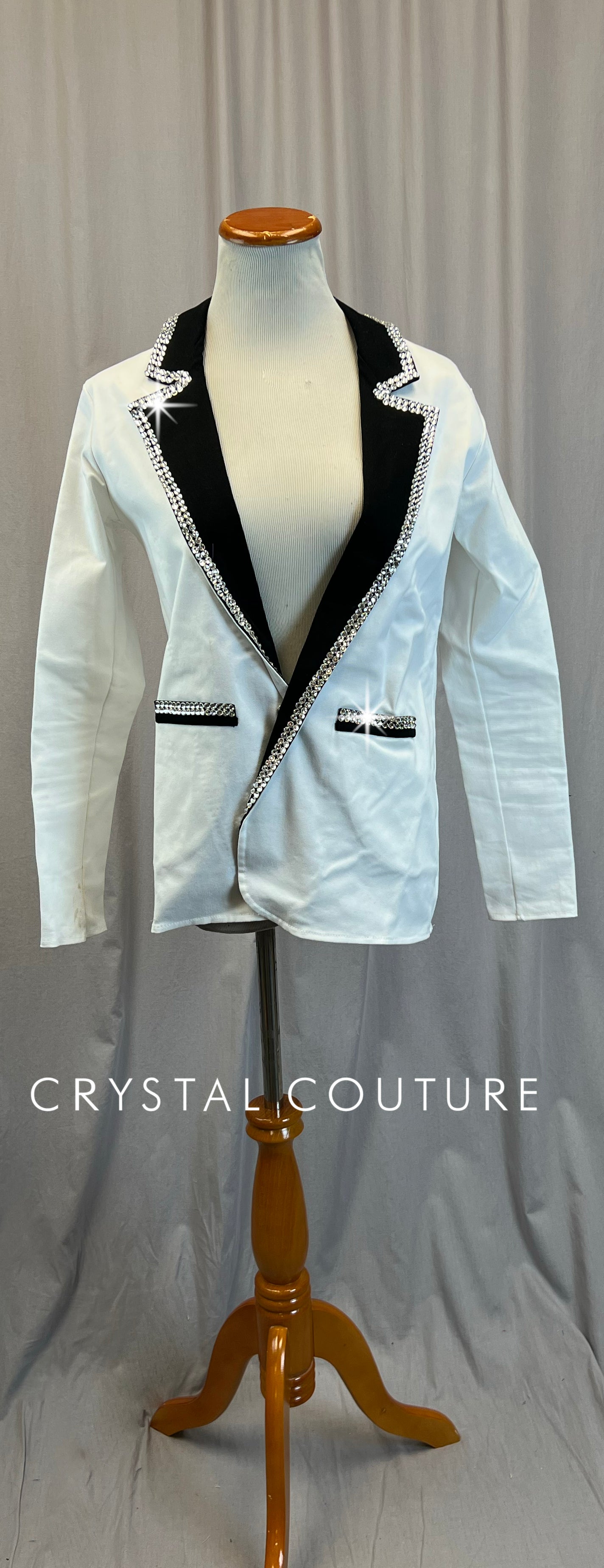 Black and White Suit Jacket - Rhinestones