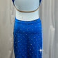 Royal Blue Fitted Asymmetrical Dress with High Slit- Rhinestones