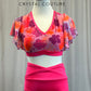 *Brand New*Hot Pink Patterned Mesh Sleeve Crop Top and Brief Set *New*