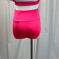 *Brand New*Hot Pink Patterned Mesh Sleeve Crop Top and Brief Set *New*