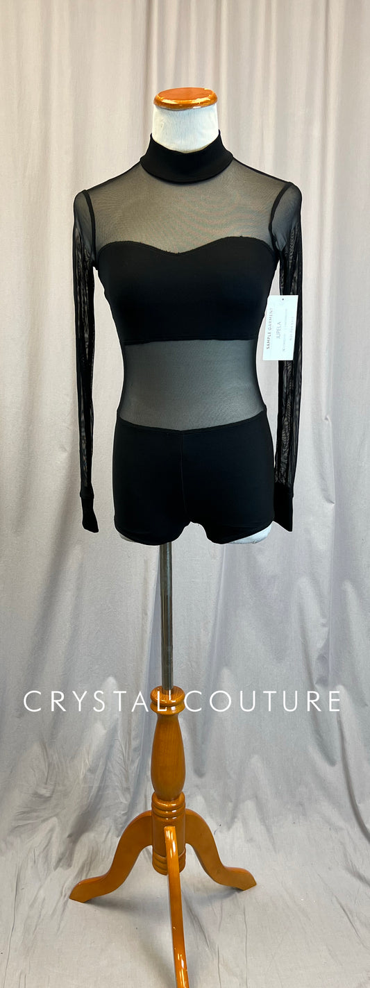 *Brand New* Black Mesh and Lycra Long Sleeve Biketard