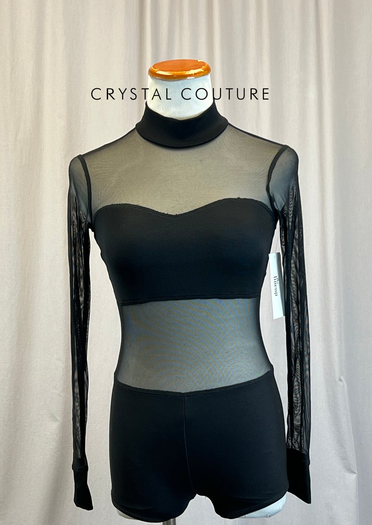 *Brand New* Black Mesh and Lycra Long Sleeve Biketard