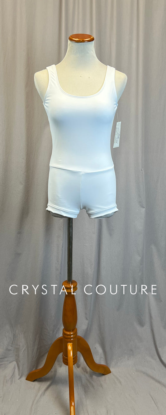 *Brand New* White Scoop Neck Biketard