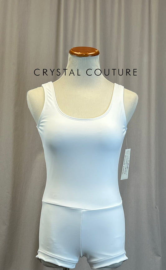 *Brand New* White Scoop Neck Biketard