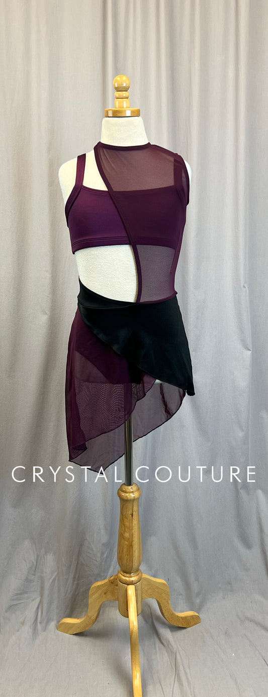 *Brand New* Purple and Black Asymmetrical Dress with Bra Top