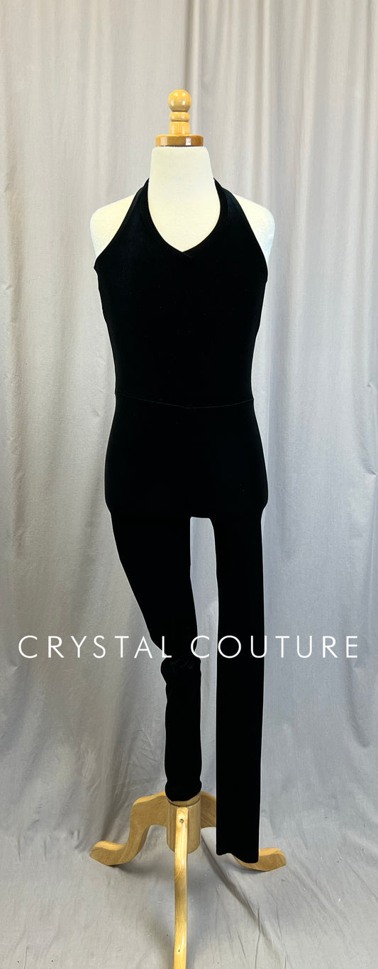 *Brand New* Black Velvet Halter Neck Unitard