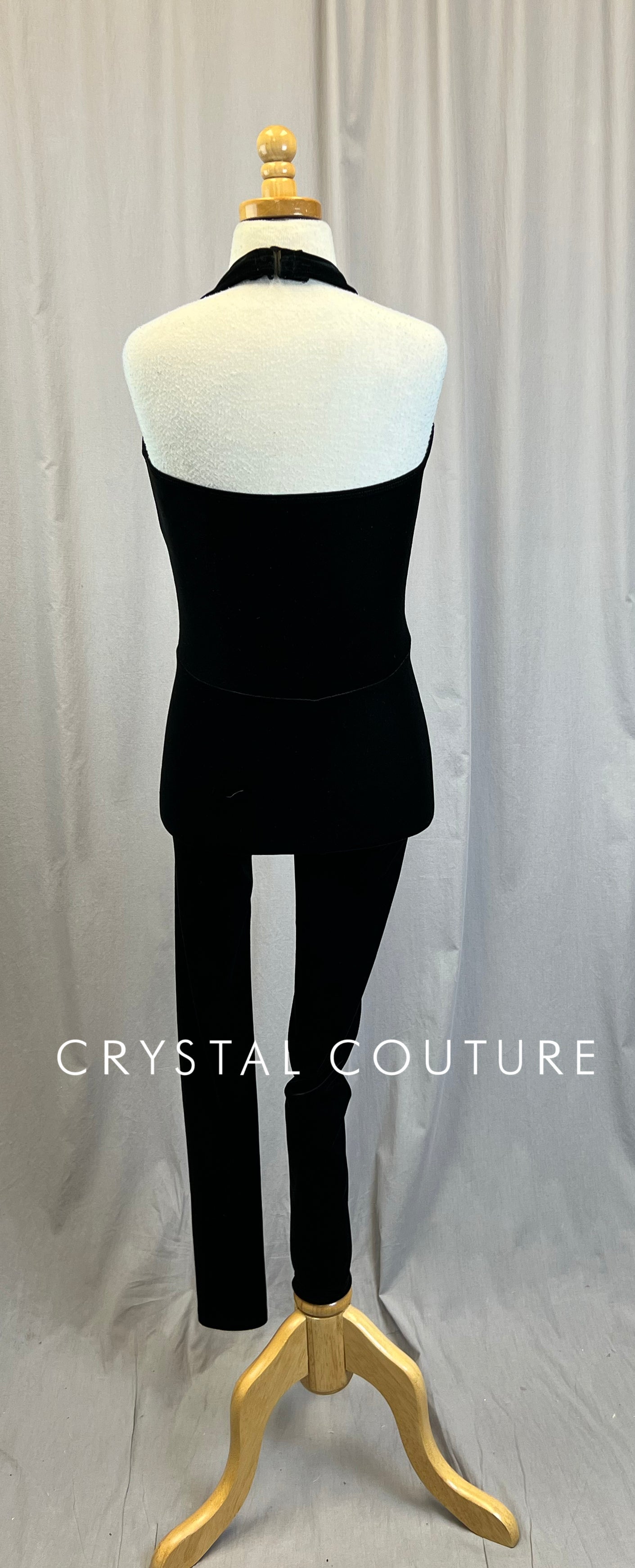 *Brand New* Black Velvet Halter Neck Unitard