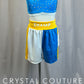 *Brand New* Blue, White and Yellow Boxer Shorts and Bra Top - Rhinestones