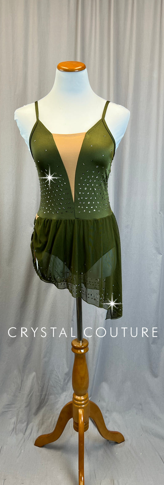 *Brand New* Olive Green Mesh Dress - Rhinestones