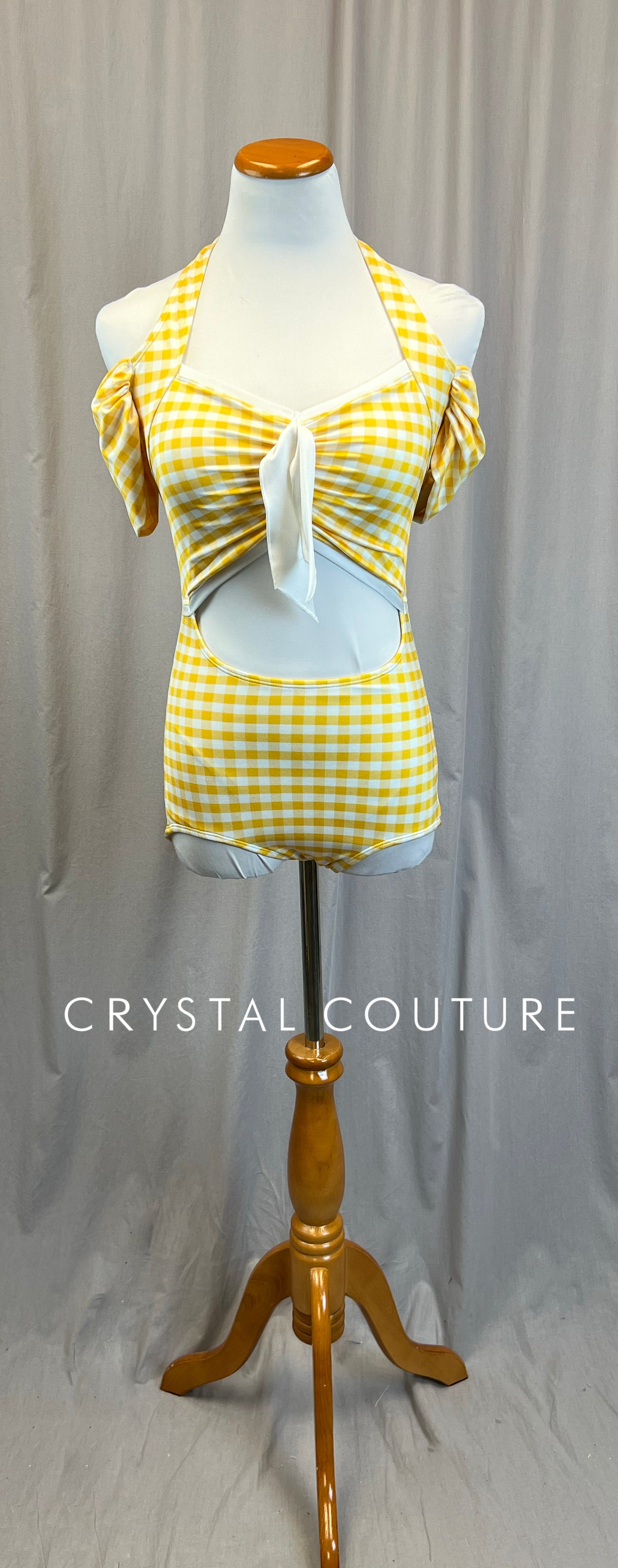 *Brand New* Yellow and White Checkered Halter Leotard