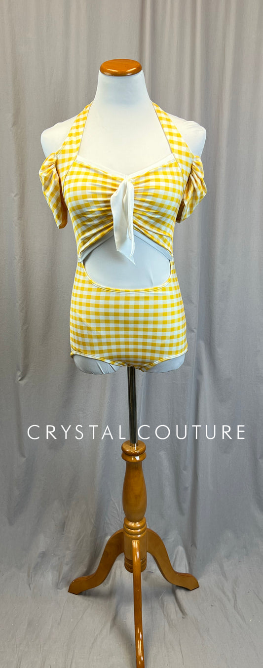 *Brand New* Yellow and White Checkered Halter Leotard