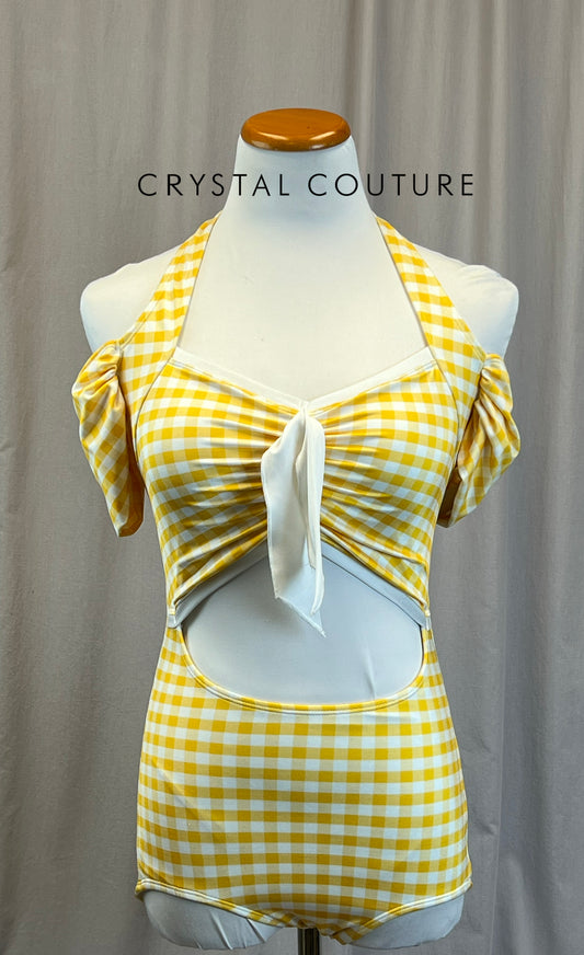 *Brand New* Yellow and White Checkered Halter Leotard