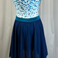 *Brand New* Blue, White, and Teal Short Sleeve Ice Skating Dress - Rhinestones