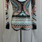 *Brand New* Orange, Blue, White and Black Sequin Long Sleeve Leotard