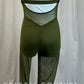 *Brand New* Green Mesh Unitard with Built-in Shorts - Rhinestones