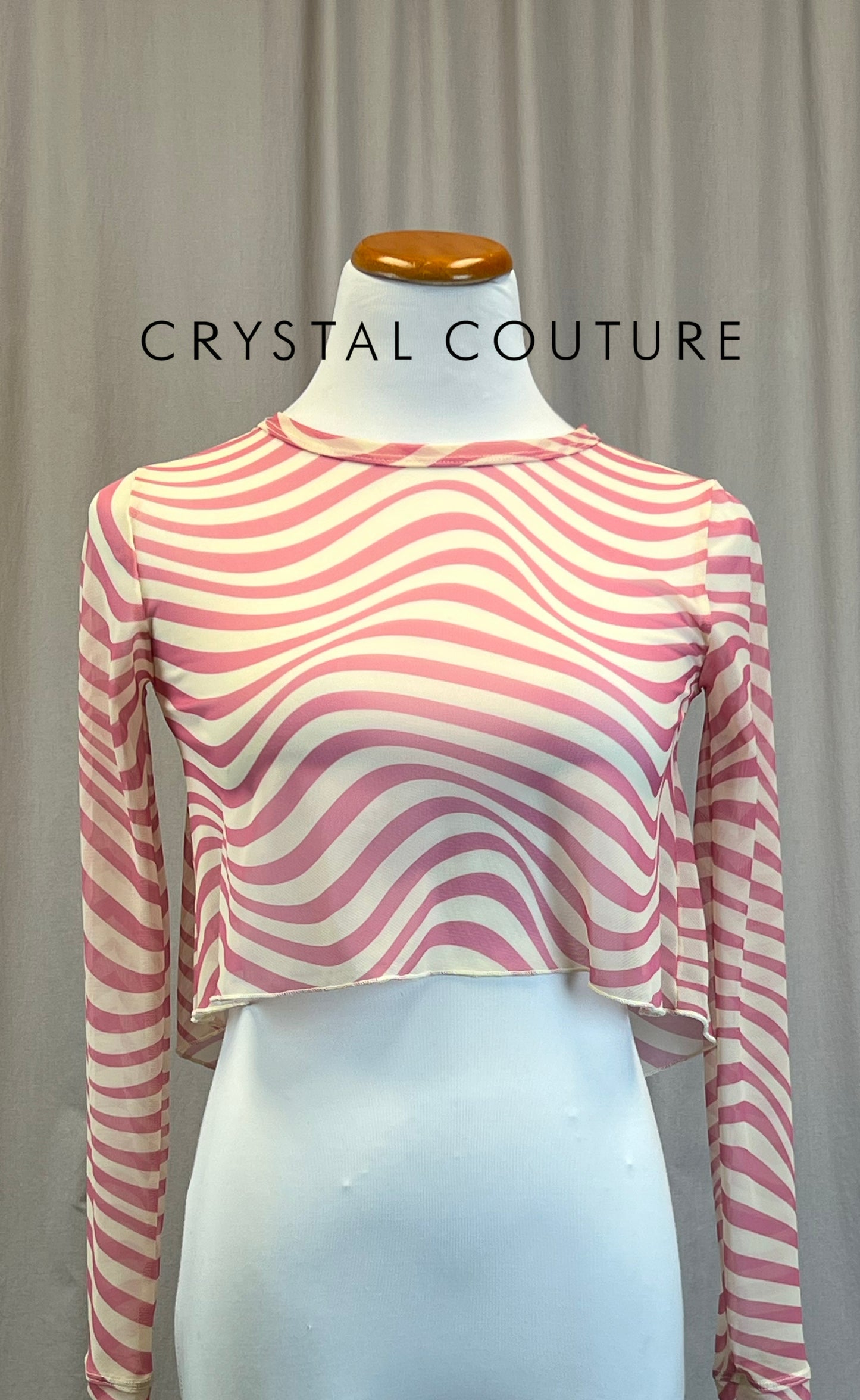 *Brand New* Pink and White Mesh Long Sleeve Top