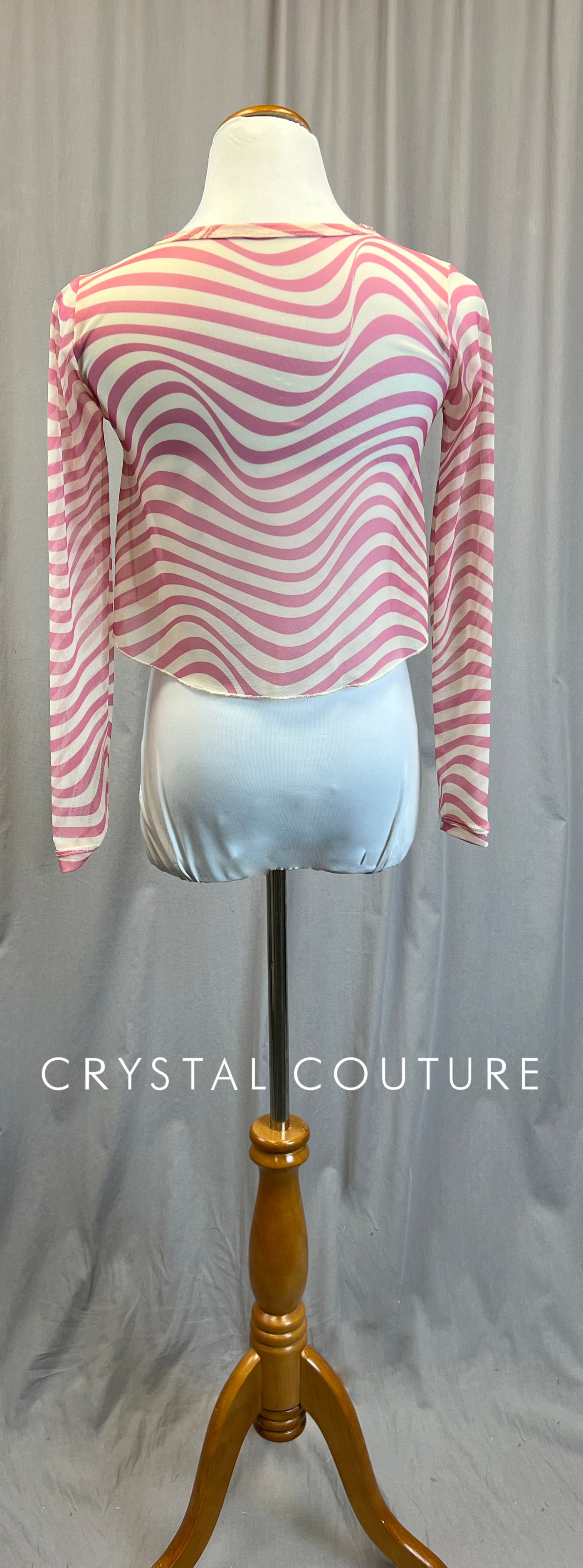 *Brand New* Pink and White Mesh Long Sleeve Top
