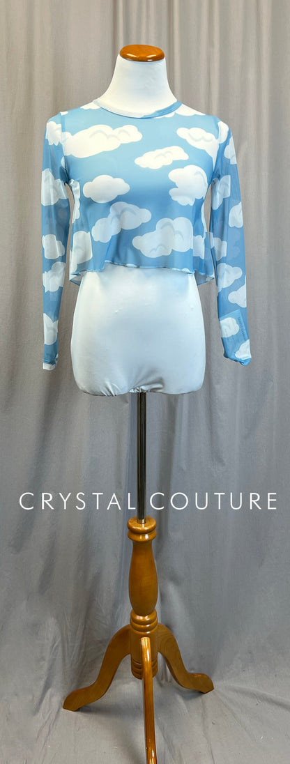 *Brand New* Light Blue and White Mesh Long Sleeve Top