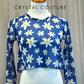 *Brand New* Blue and White Daisy Mesh Long Sleeve Top