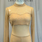 *Brand New* Tan Mesh and Lycra Long Sleeve Biketard - Rhinestones
