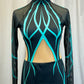 *Brand New* Black and Teal Long Sleeve Ice Skating Dress