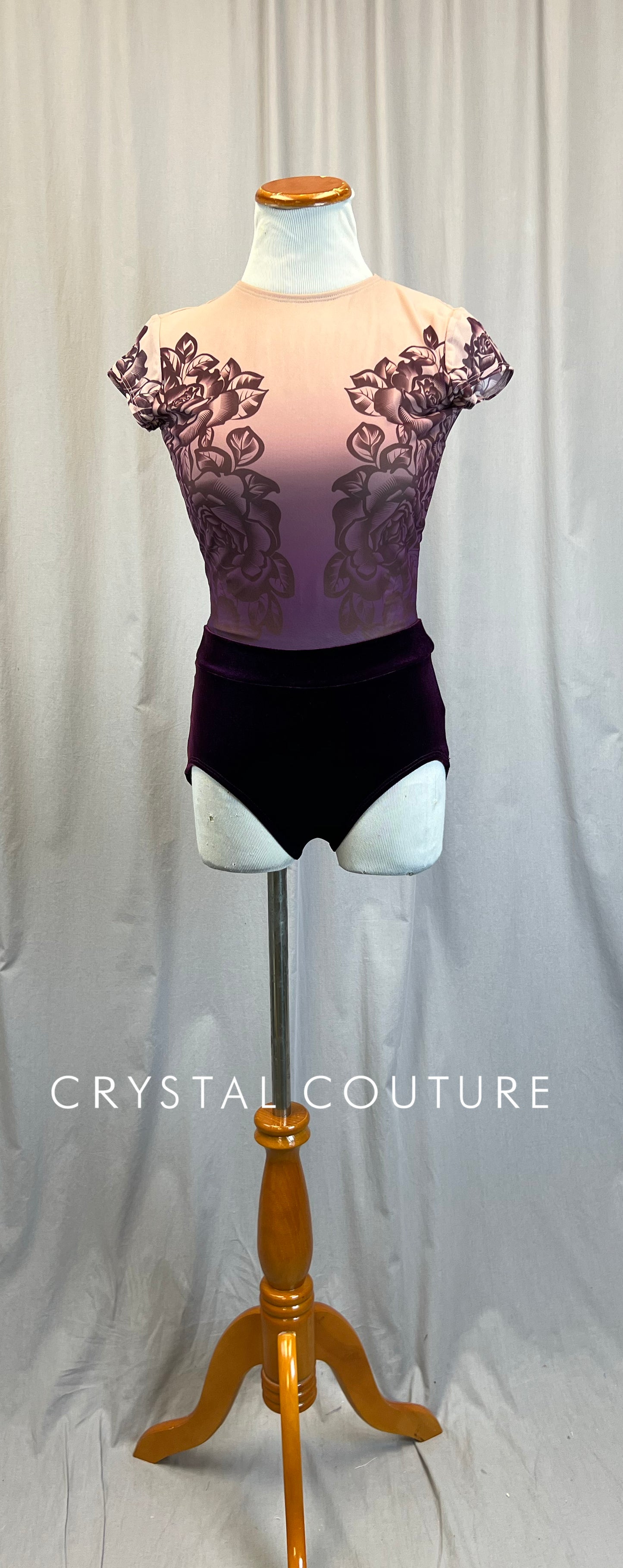 *Brand New* Purple Ombre Cap Sleeve mesh and Velvet Leotard