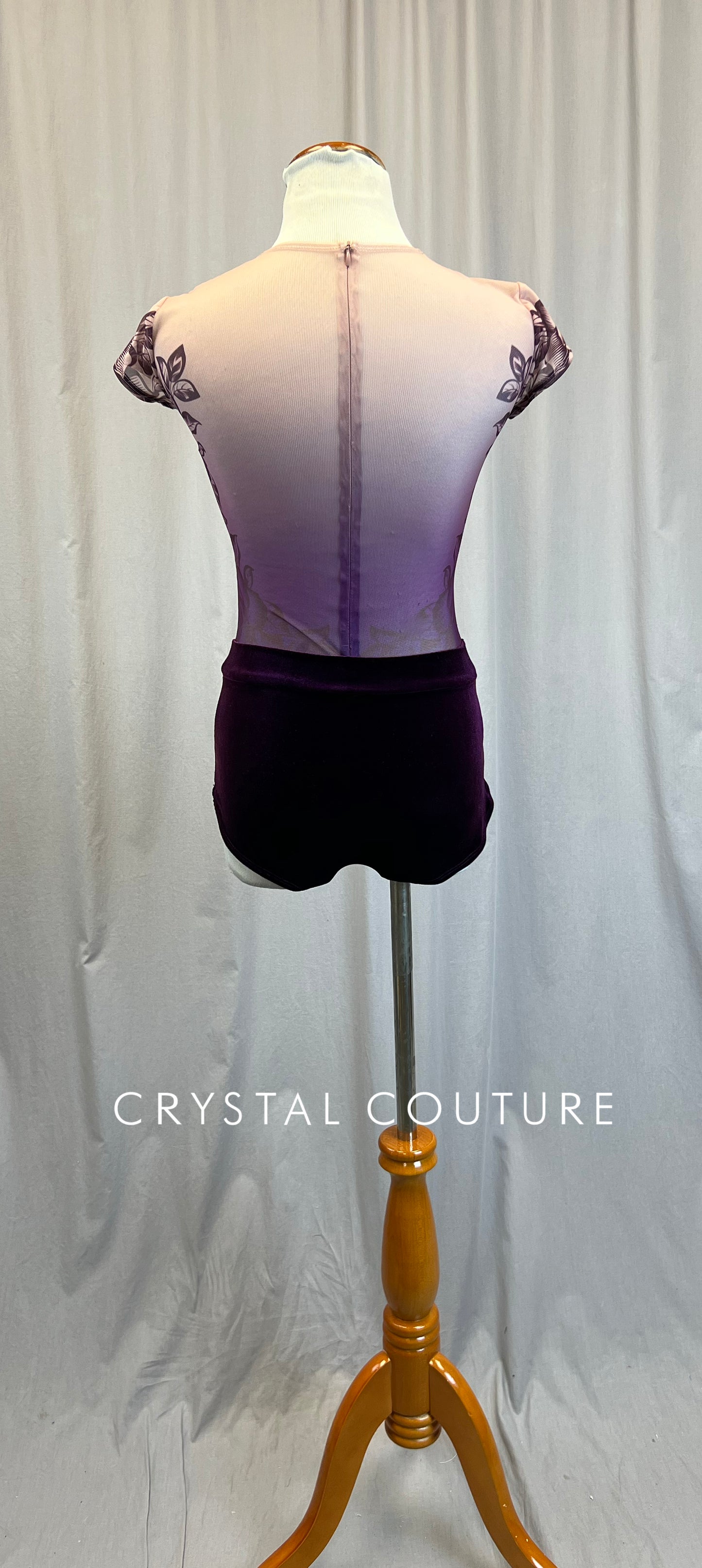 *Brand New* Purple Ombre Cap Sleeve mesh and Velvet Leotard