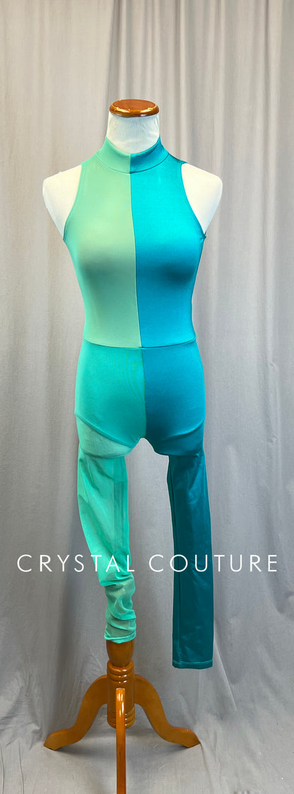 *Brand New* Teal and Mint Lycra and Mesh Unitard