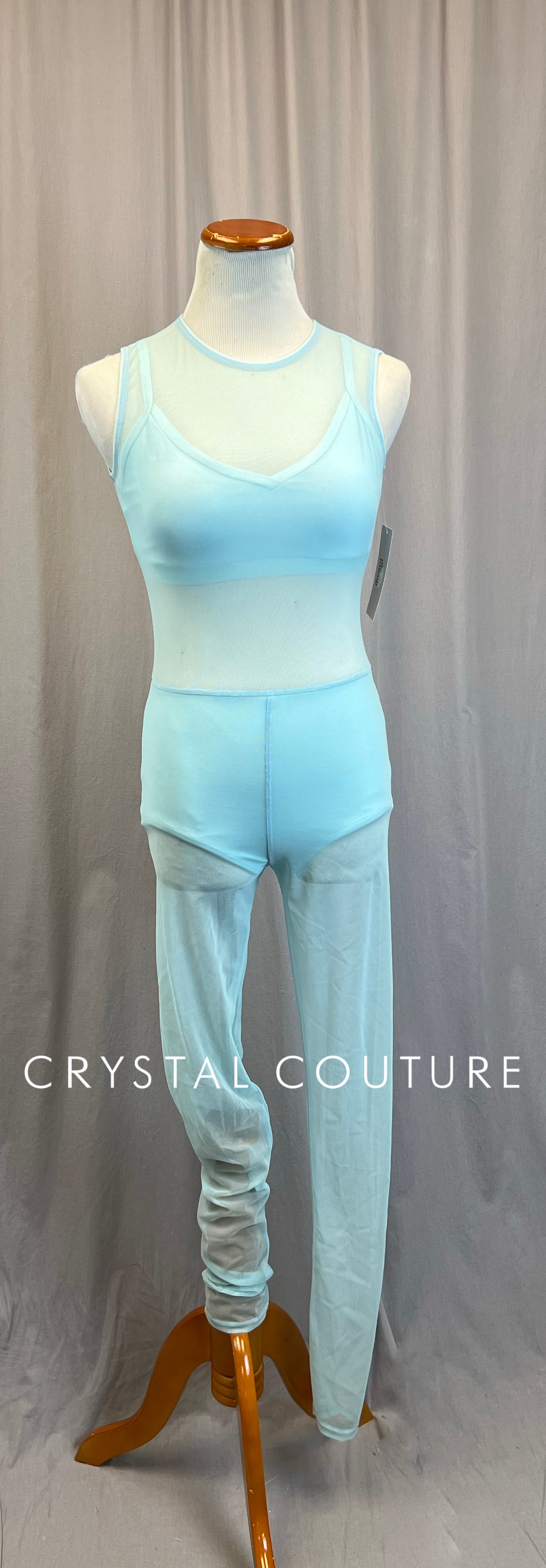 *Brand New* Light Blue Mesh Unitard with Built-in Shorts
