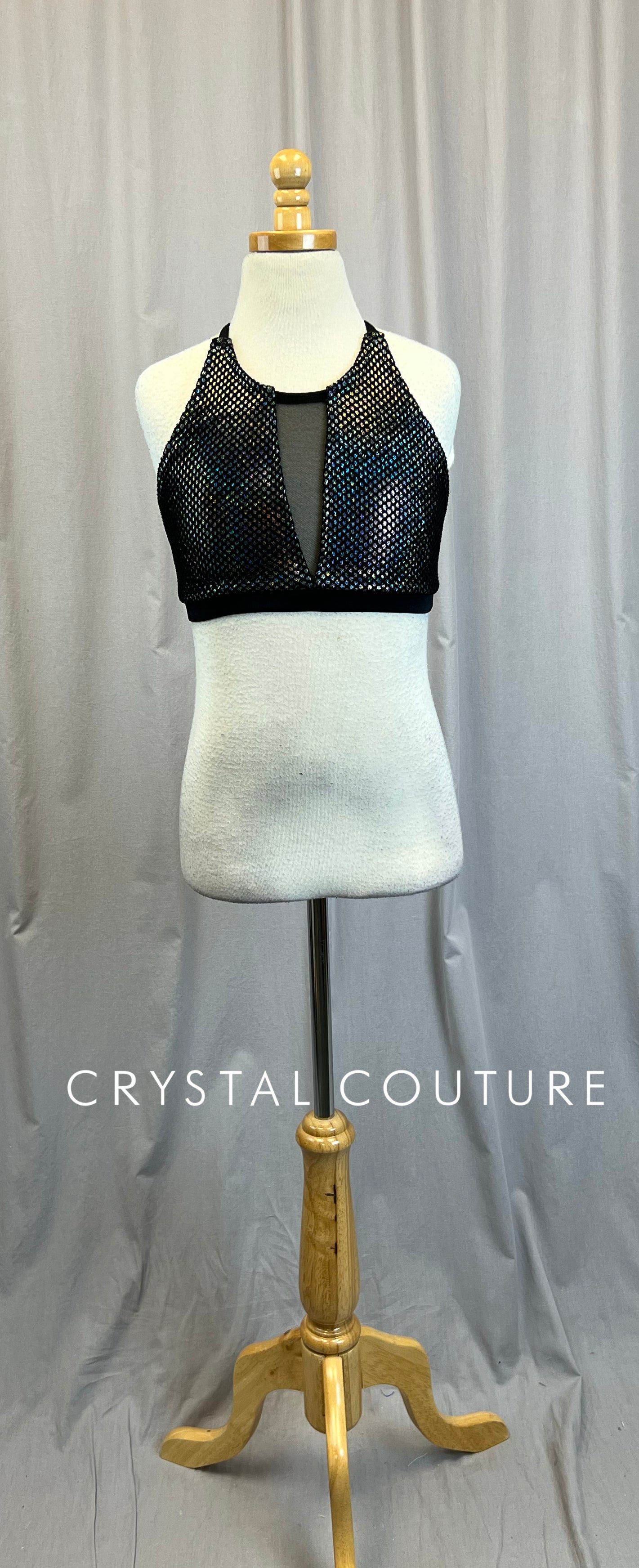 *Brand New* Black Netting and Holographic Bra Top