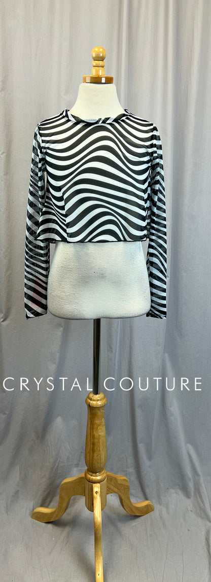 *Brand New* Black and White Mesh Long Sleeve Top