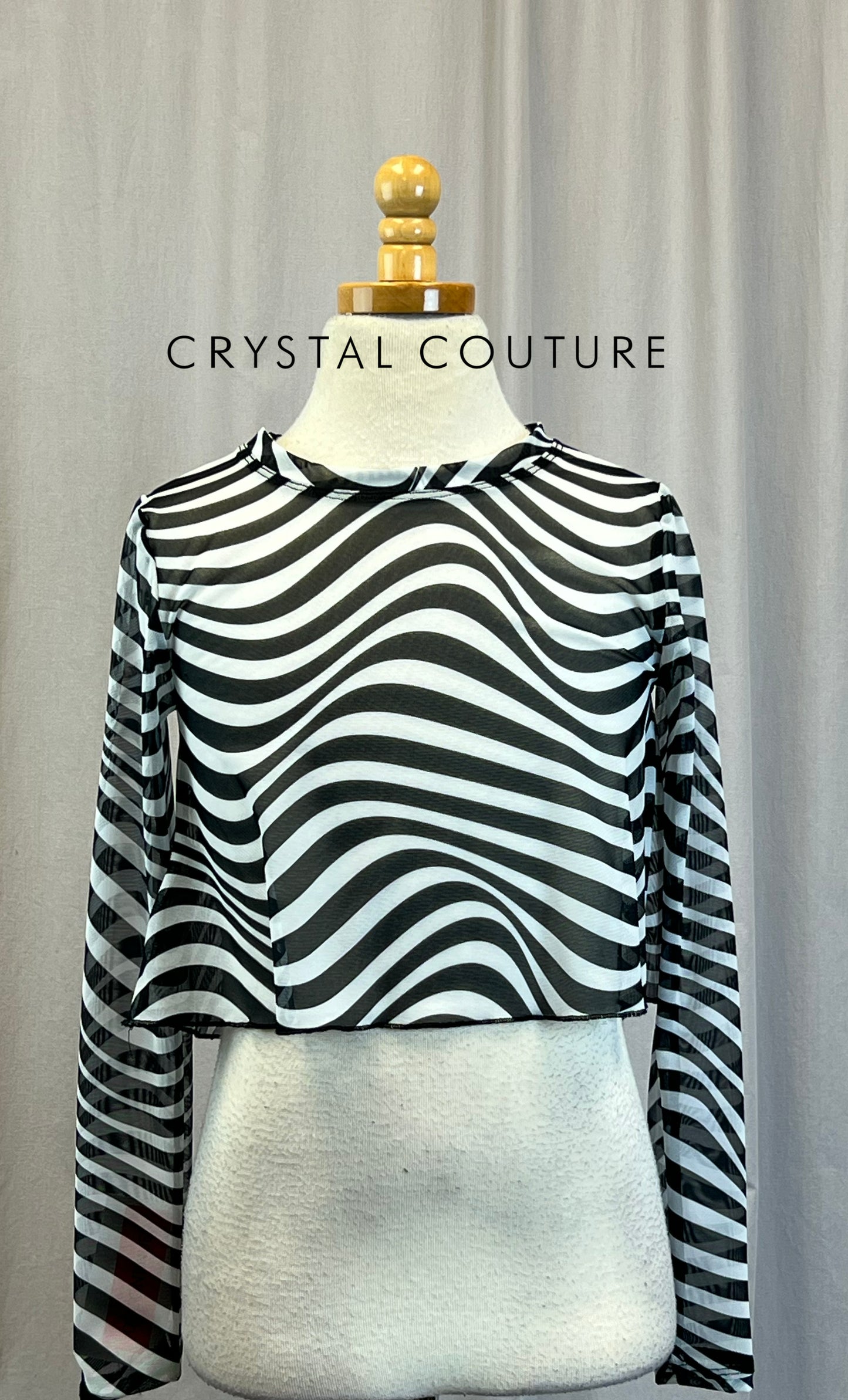 *Brand New* Black and White Mesh Long Sleeve Top