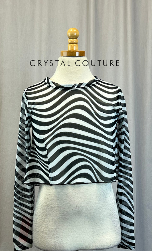 *Brand New* Black and White Mesh Long Sleeve Top