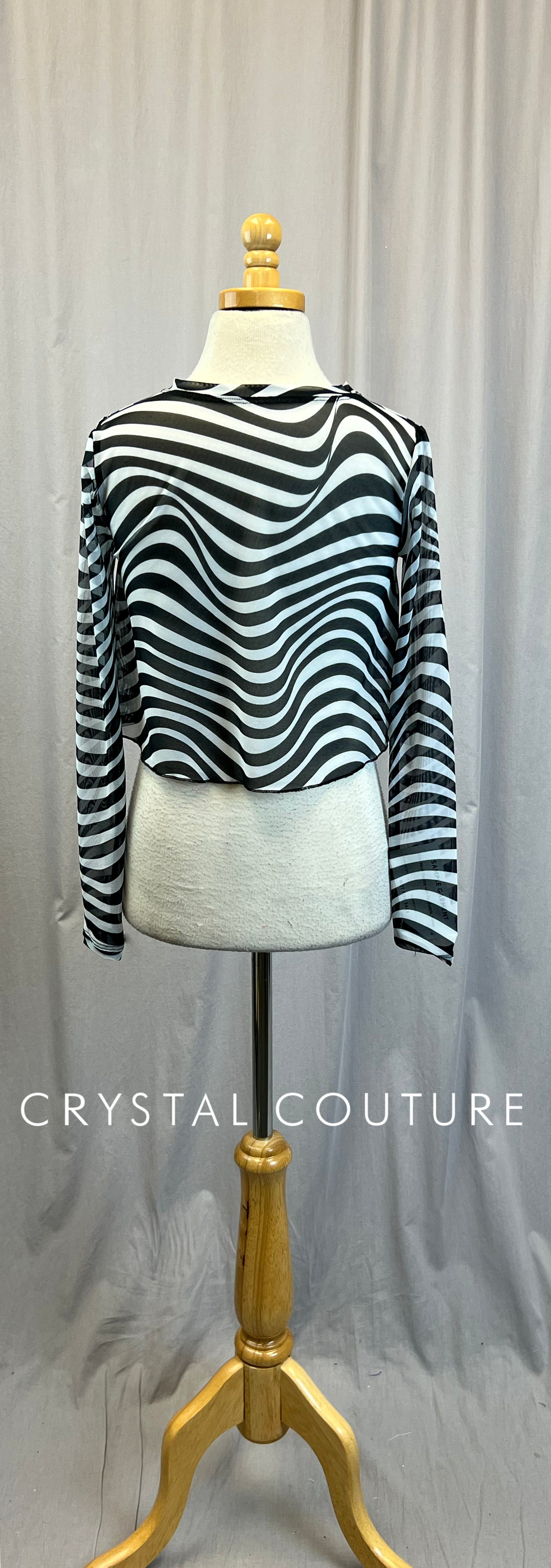 *Brand New* Black and White Mesh Long Sleeve Top