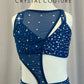 Dark Blue Mesh and Lycra Leotard - Rhinestones