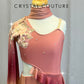 Peach and Berry Pink Ombre One Sleeve Leotard with Attached Skirt - Rhinestones
