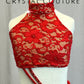Red Lace Halter Neck Two Piece- Rhinestones