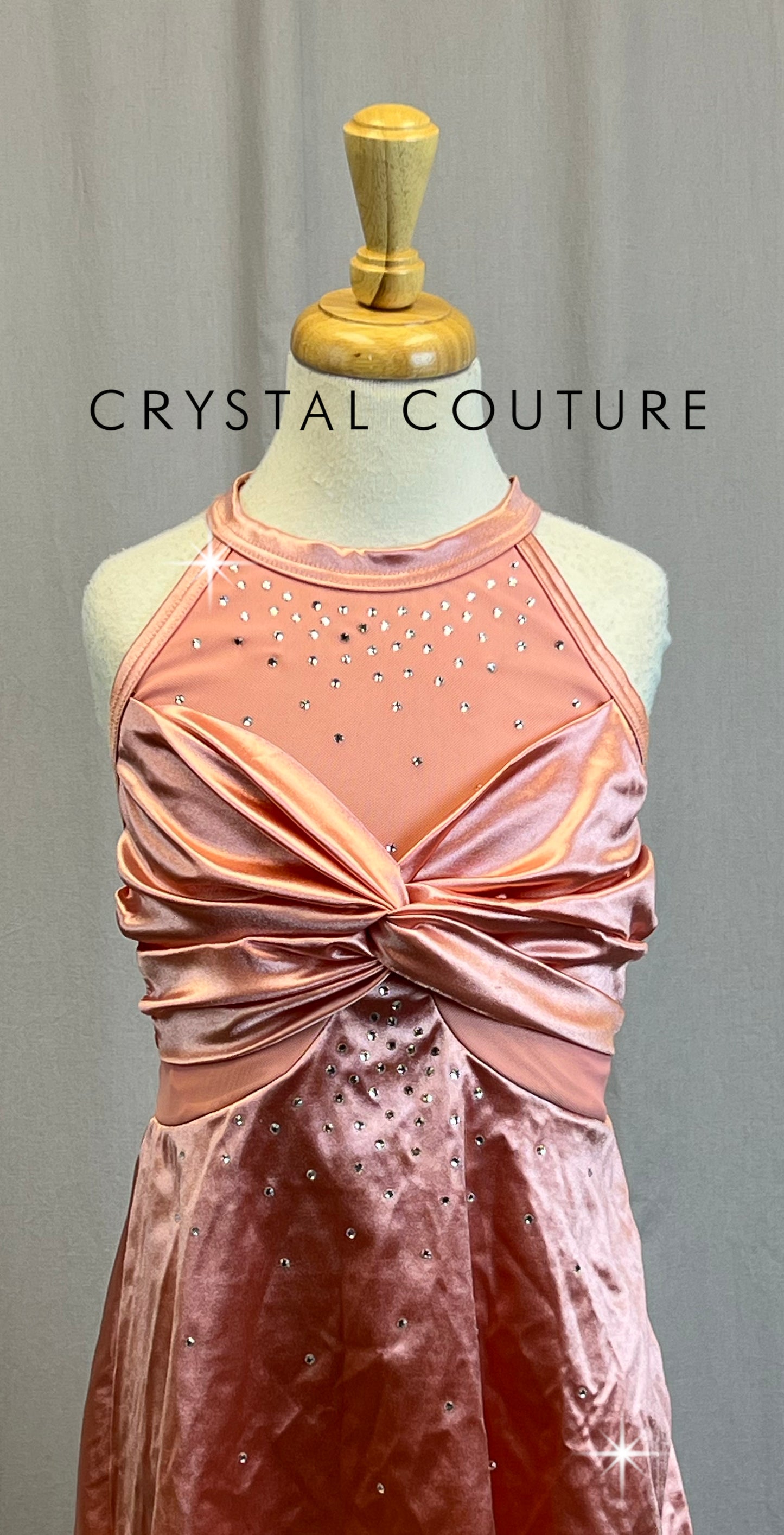 Rose Pink Asymmetrical Dress with Built-in Leotard- Rhinestones