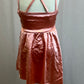 Rose Pink Asymmetrical Dress with Built-in Leotard- Rhinestones