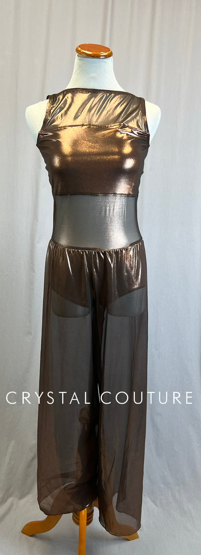 *Brand New* Bronze Metallic Mesh Unitard