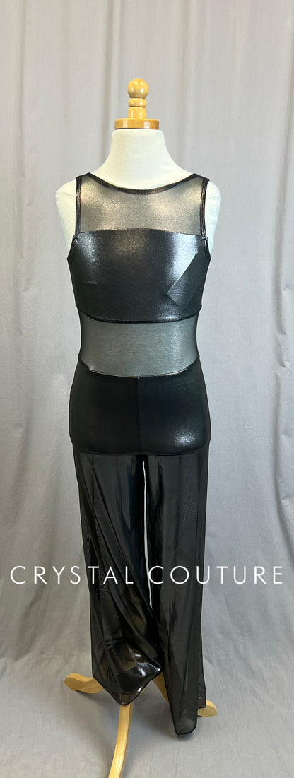 *Brand New* Gunmetal Metallic Mesh Unitard