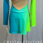 *Brand New* Lime Green and Teal Ombre Long Sleeve Dress