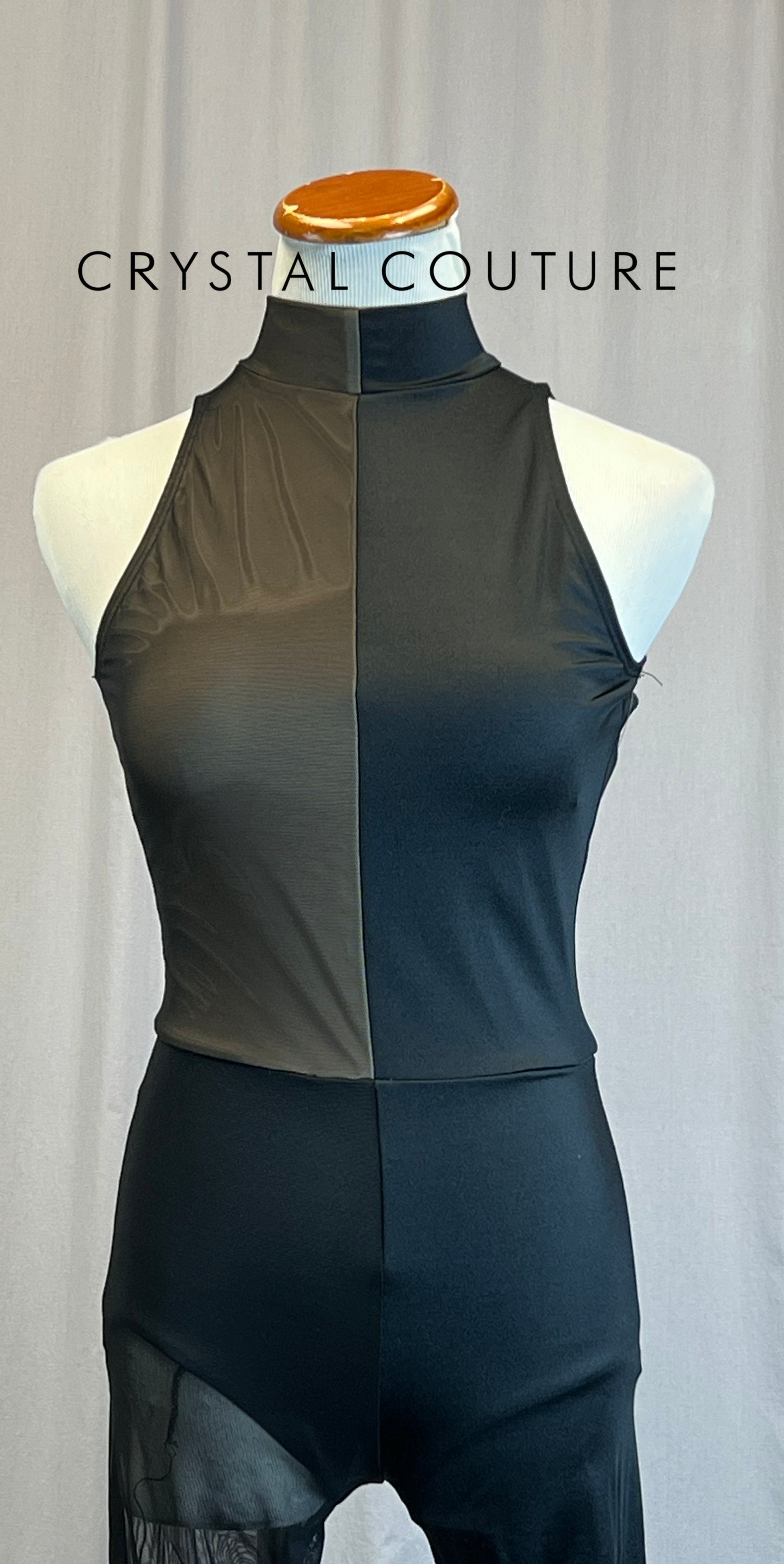 *Brand New* Black Lycra and Mesh Color Block Unitard