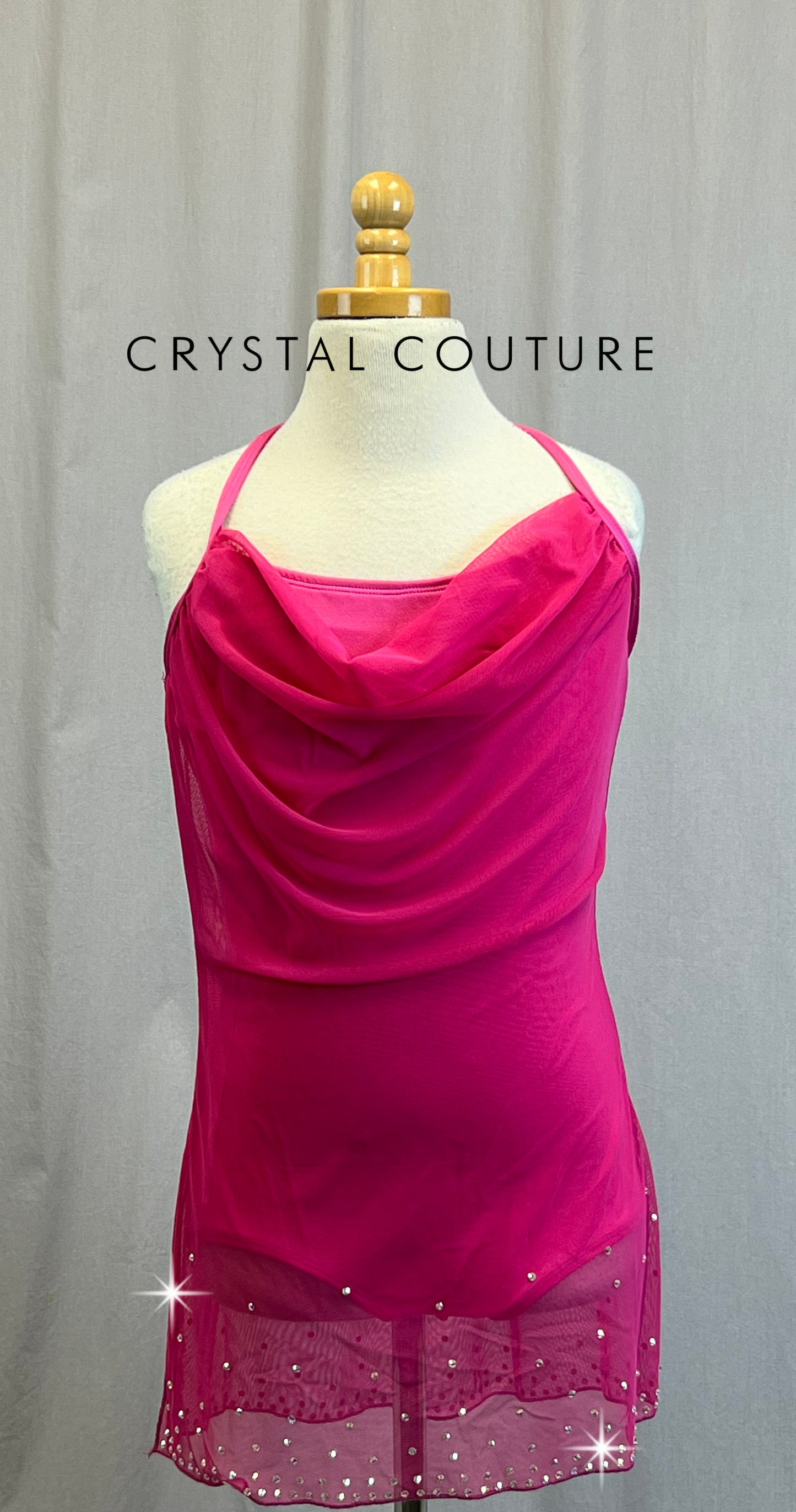 *Brand New* Pink Mesh Slip Dress - Rhinestones