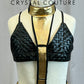 Custom Black and Gold Bra Top and Skirt Three-Piece Set