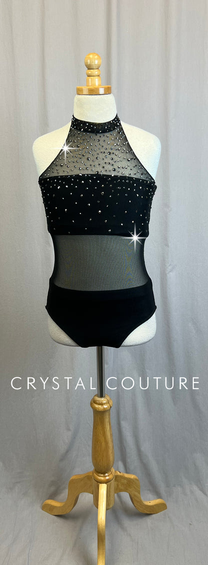 Custom Black Mesh Leotard with Attached Briefs and Bandeau Top