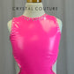 Neon Pink Pleather Dress with Cutouts - Rhinestones